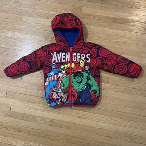 2T Reversible MARVEL Avengers Winter Coat Jacket, Hulk, Thor, Iron Man, Captain